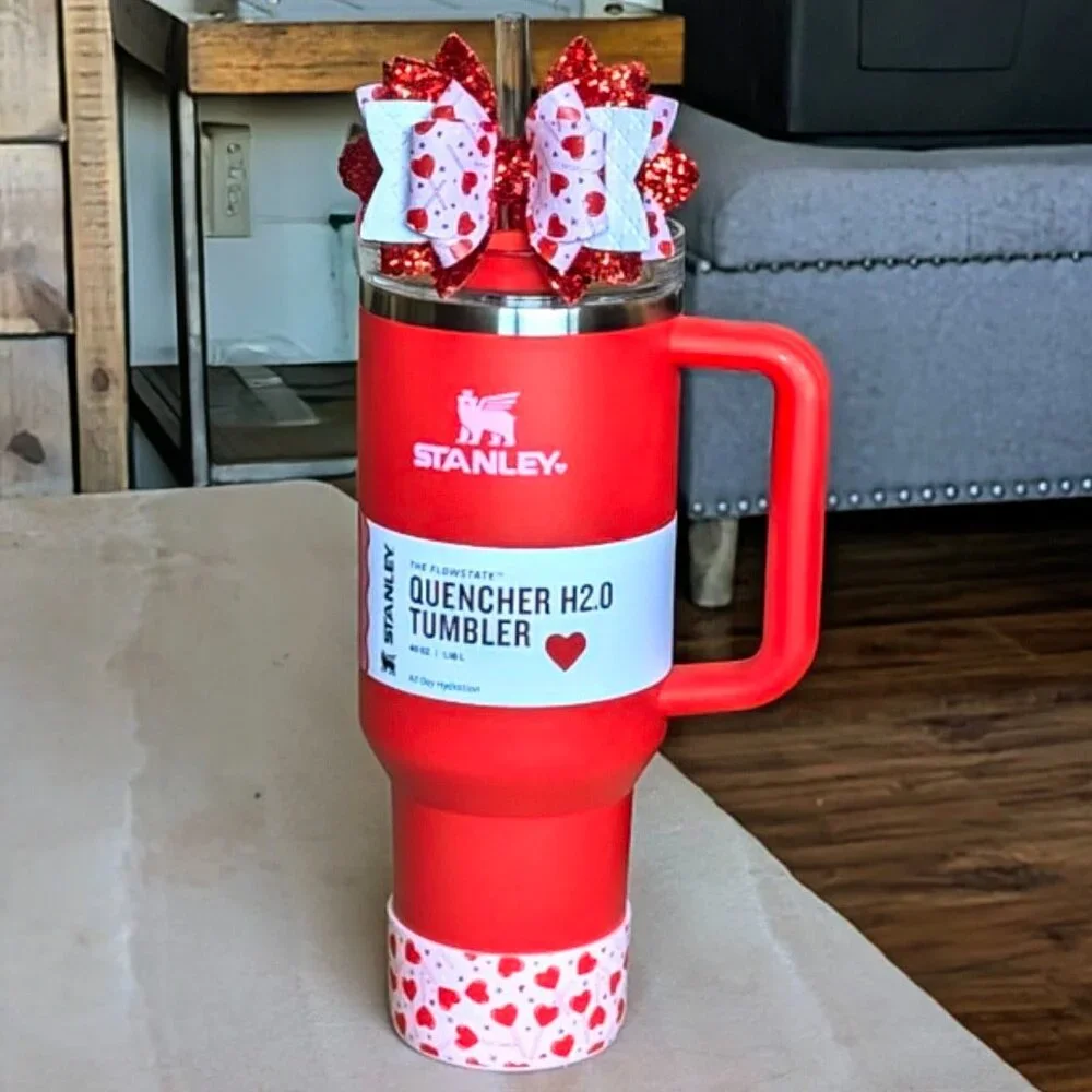 NWT Stanley Valentine’s Day RED 40oz Tumbler + Custom Bow/Boot ❤️ - Picture 2 of 9